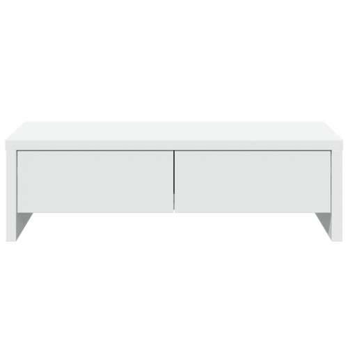 Stalak za monitor s ladicama bijeli 50 x 27 x 15 cm drveni - Bijela 50 x 27 x 15 cm Cijena