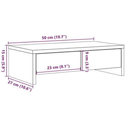 Stalak za monitor s ladicama bijeli 50 x 27 x 15 cm drveni - Bijela 50 x 27 x 15 cm Cijena