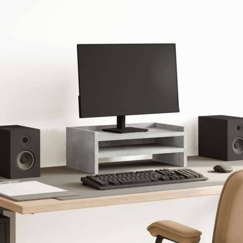 Stalak za monitor siva boja betona 42x24x16 cm drveni - Beton siva 42 x 24 x 16 cm Cijena