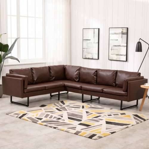 Kutna sofa umjetna koža smeđa - Smeđa Cijena