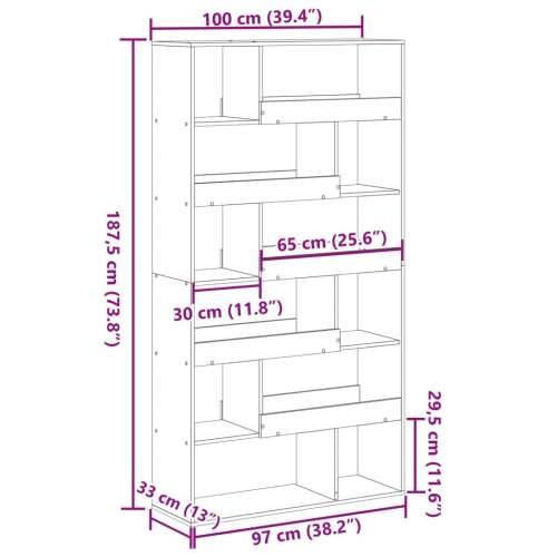 Regal za knjige bijeli 100 x 33 x 187,5 cm konstruirano drvo - Bijela 1 187.5 cm Cijena