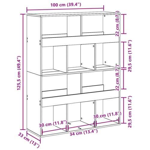 Regal za knjige boja hrasta 100x33x125,5 cm konstruirano drvo - Sivi hrast sonoma 1 125.5 cm Cijena