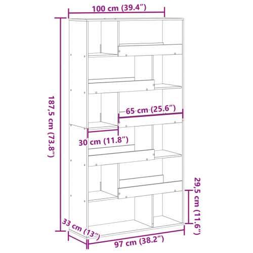 Regal za knjige boja betona 100x33x187,5 cm konstruirano drvo - Beton siva 1 187.5 cm Cijena
