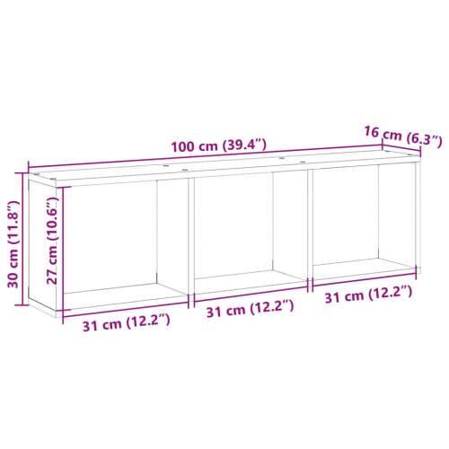 Zidni ormarić 100x16x30 cm boja starog drva konstruirano drvo - Staro drvo 100 x 16 x 30 cm 1 Cijena