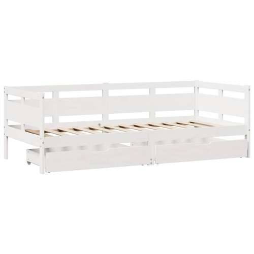 Dnevni krevet s ladicama bez madraca 80x200 cm masivno drvo Bijela 90 x 190 cm Cijena