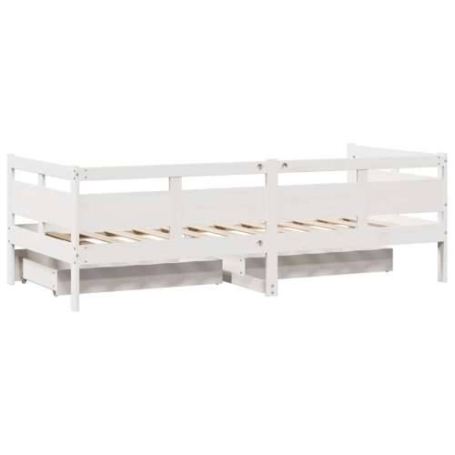 Dnevni krevet s ladicama bez madraca 80x200 cm masivno drvo Bijela 90 x 190 cm Cijena