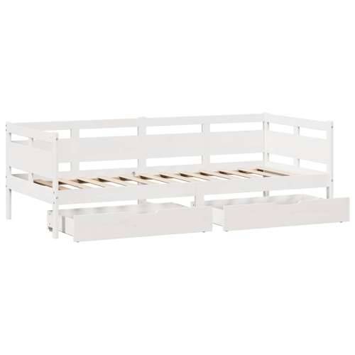 Dnevni krevet s ladicama bez madraca 80x200 cm masivno drvo Bijela 90 x 190 cm Cijena