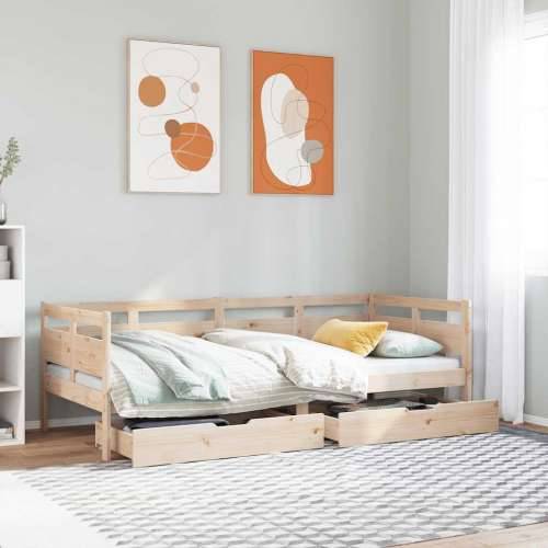 Dnevni krevet s ladicama bez madraca 90 x 190 cm masivno drvo - Prirodna 90 x 190 cm Cijena
