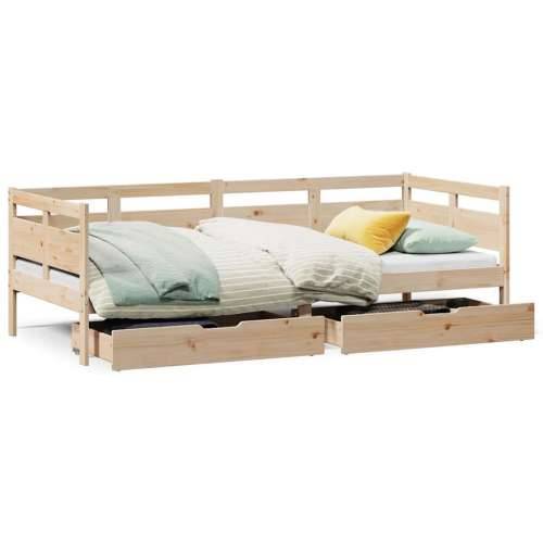 Dnevni krevet s ladicama bez madraca 90 x 190 cm masivno drvo - Prirodna 90 x 190 cm Cijena