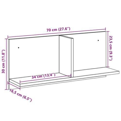 Zidni ormarić bijeli 70x16,5x30 cm od konstruiranog drva - Bijela 70 x 16.5 x 30 cm 1 Cijena