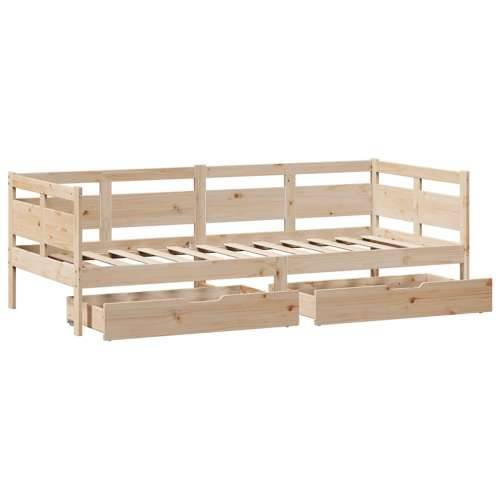 Dnevni krevet s ladicama bez madraca 90x200 cm masivno drvo - Prirodna 90 x 200 cm Cijena