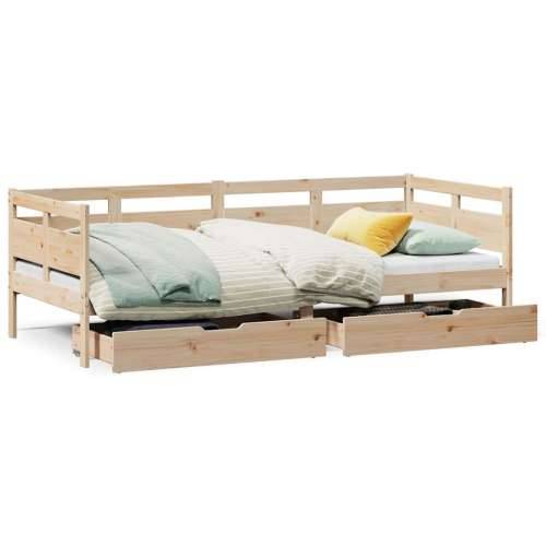 Dnevni krevet s ladicama bez madraca 80x200 cm masivno drvo - Prirodna 80 x 200 cm Cijena