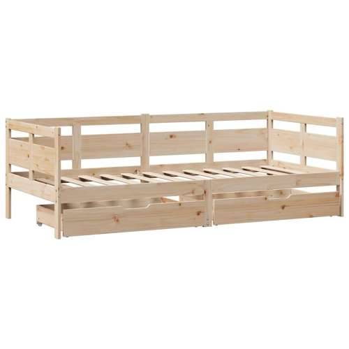 Dnevni krevet s ladicama bez madraca 80x200 cm masivno drvo - Prirodna 80 x 200 cm Cijena