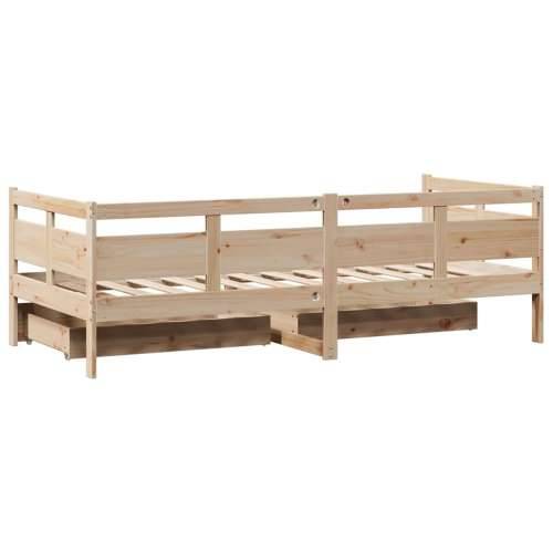 Dnevni krevet s ladicama bez madraca 80x200 cm masivno drvo - Prirodna 80 x 200 cm Cijena