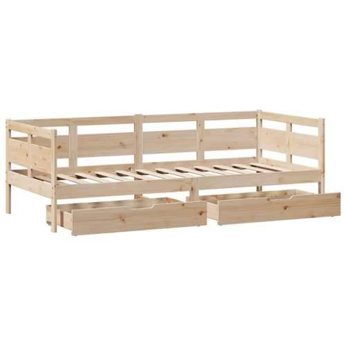 Dnevni krevet s ladicama bez madraca 80x200 cm masivno drvo - Prirodna 80 x 200 cm Cijena
