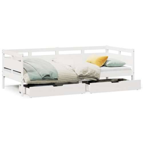 Dnevni krevet s ladicama bez madraca 80x200 cm masivno drvo - Bijela 80 x 200 cm Cijena