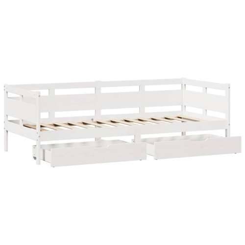 Dnevni krevet s ladicama bez madraca 80x200 cm masivno drvo - Bijela 80 x 200 cm Cijena