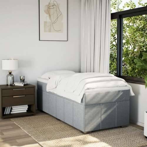 Box spring krevet s madracem svjetlosivi 90x190 cm od tkanine - Svjetlosiva 90 x 190 cm Cijena