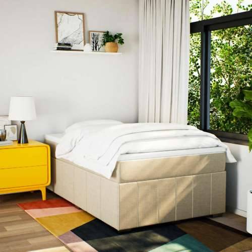 Krevet box spring s madracem krem 120 x 190 cm od tkanine - Krema 120 x 190 cm Cijena