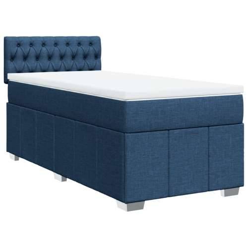 Krevet s oprugama i madracem plavi 90 x 190 cm od tkanine - Plava 90 x 190 cm Dizajn s gumbima Cijena