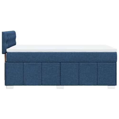 Krevet s oprugama i madracem plavi 90 x 190 cm od tkanine - Plava 90 x 190 cm Dizajn s gumbima Cijena