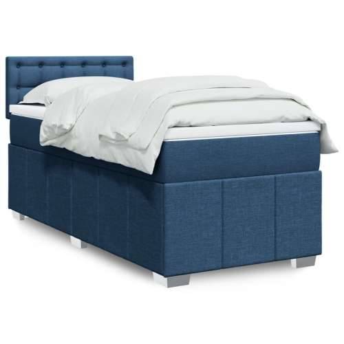 Krevet s oprugama i madracem plavi 90 x 190 cm od tkanine - Plava 90 x 190 cm gumbi Cijena