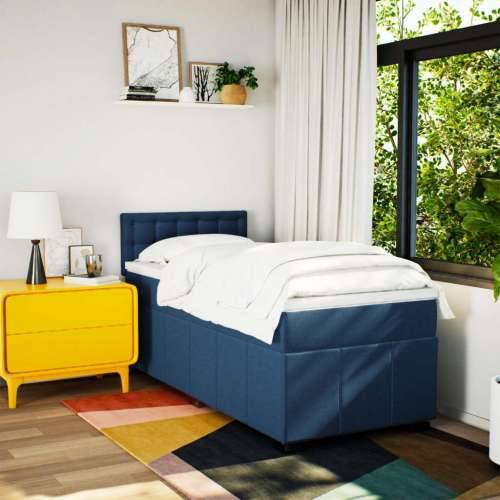 Krevet s oprugama i madracem plavi 90 x 190 cm od tkanine - Plava 90 x 190 cm gumbi Cijena