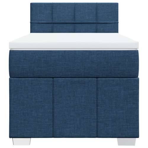 Krevet s oprugama i madracem plavi 90 x 200 cm od tkanine - Plava 90 x 200 cm Blok s kvadratima Cijena