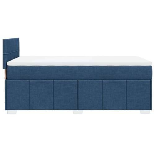 Krevet s oprugama i madracem plavi 90 x 200 cm od tkanine - Plava 90 x 200 cm Blok s kvadratima Cijena