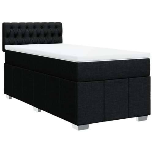 Krevet s oprugama i madracem crni 90x200 cm od tkanine - Crna 90 x 200 cm Dizajn s gumbima Cijena