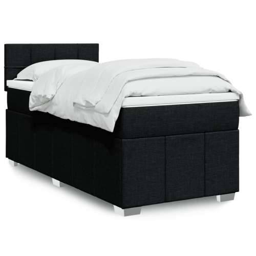 Krevet s oprugama i madracem crni 100 x 200 cm od tkanine - Crna 100 x 200 cm Blok s kvadratima Cijena
