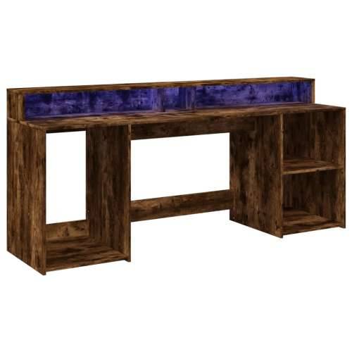 Radni stol s LED svjetlima boja hrasta 200x55x91 cm drveni - Dimljeni hrast 200 x 55 x 91 cm Cijena