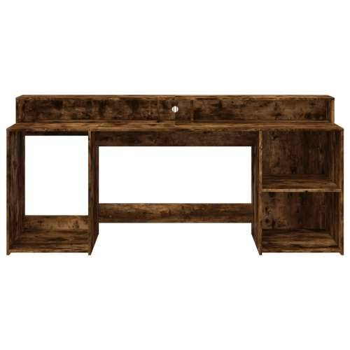 Radni stol s LED svjetlima boja hrasta 200x55x91 cm drveni - Dimljeni hrast 200 x 55 x 91 cm Cijena