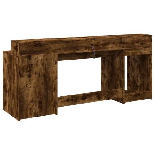 Radni stol s LED svjetlima boja hrasta 200x55x91 cm drveni - Dimljeni hrast 200 x 55 x 91 cm Cijena