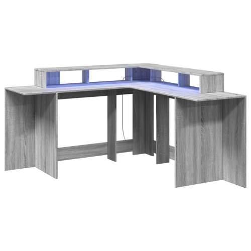 Radni stol s LED svjetlima siva boja hrasta 152x152x91cm drveni - Sivi hrast sonoma 152 x 152 x 91 cm Cijena
