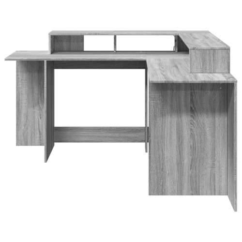 Radni stol s LED svjetlima siva boja hrasta 152x152x91cm drveni - Sivi hrast sonoma 152 x 152 x 91 cm Cijena