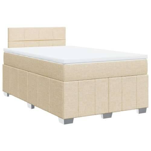Krevet box spring s madracem krem 120 x 190 cm od tkanine - Krema 120 x 190 cm Blok s kvadratima Cijena