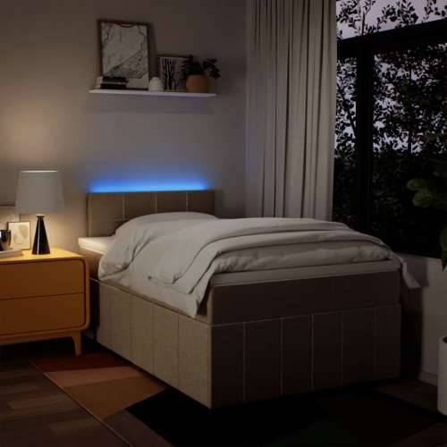 Krevet box spring s madracem krem 120 x 190 cm od tkanine - Krema 120 x 190 cm Blok s kvadratima Cijena