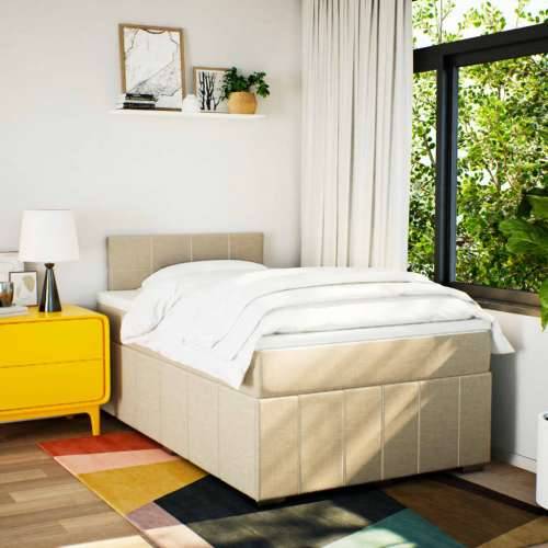 Krevet box spring s madracem krem 120 x 190 cm od tkanine - Krema 120 x 190 cm Blok s kvadratima Cijena