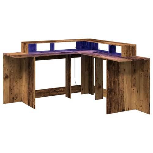 Radni stol s LED svjetlima boja starog drva 152x152x91cm drveni - Staro drvo 152 x 152 x 91 cm Cijena