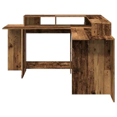 Radni stol s LED svjetlima boja starog drva 152x152x91cm drveni - Staro drvo 152 x 152 x 91 cm Cijena