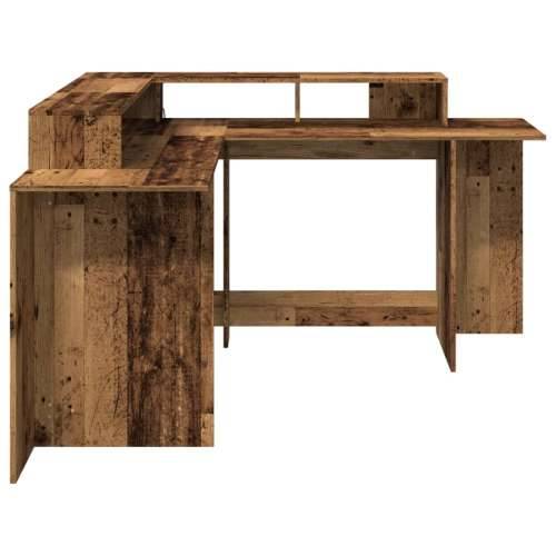 Radni stol s LED svjetlima boja starog drva 152x152x91cm drveni - Staro drvo 152 x 152 x 91 cm Cijena