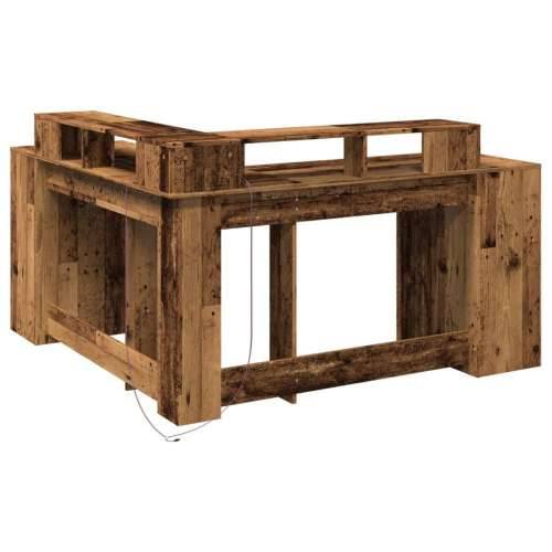 Radni stol s LED svjetlima boja starog drva 152x152x91cm drveni - Staro drvo 152 x 152 x 91 cm Cijena