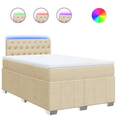 Krevet box spring s madracem krem 120 x 190 cm od tkanine - Krema 120 x 190 cm Dizajn s gumbima Cijena