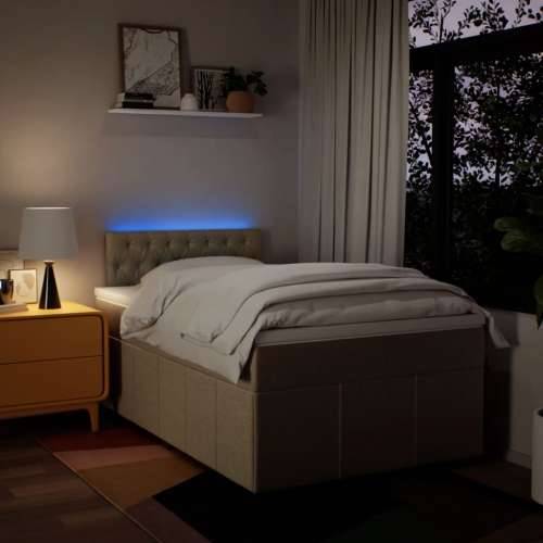 Krevet box spring s madracem krem 120 x 190 cm od tkanine - Krema 120 x 190 cm Dizajn s gumbima Cijena