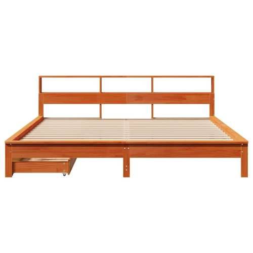 Krevet s regalom za knjige bez madraca 200x200 cm od borovine - Voštano smeđa 200 x 200 cm Cijena