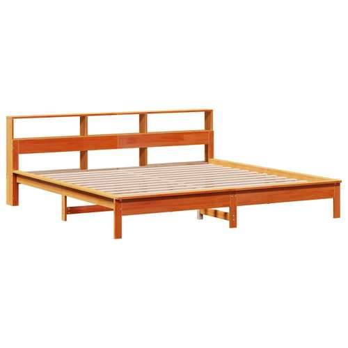 Krevet s regalom za knjige bez madraca 200x200 cm od borovine - Voštano smeđa 200 x 200 cm Cijena