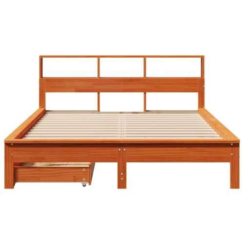 Krevet s regalom za knjige bez madraca 140 x 190 cm od borovine - Voštano smeđa 140 x 190 cm Cijena