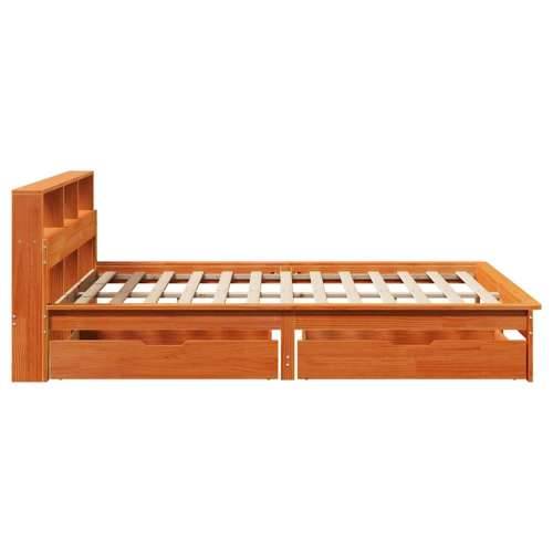 Krevet s regalom za knjige bez madraca 140 x 190 cm od borovine - Voštano smeđa 140 x 190 cm Cijena