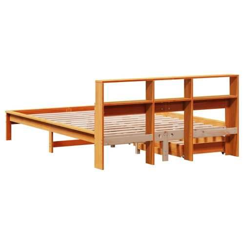 Krevet s regalom za knjige bez madraca 140 x 190 cm od borovine - Voštano smeđa 140 x 190 cm Cijena